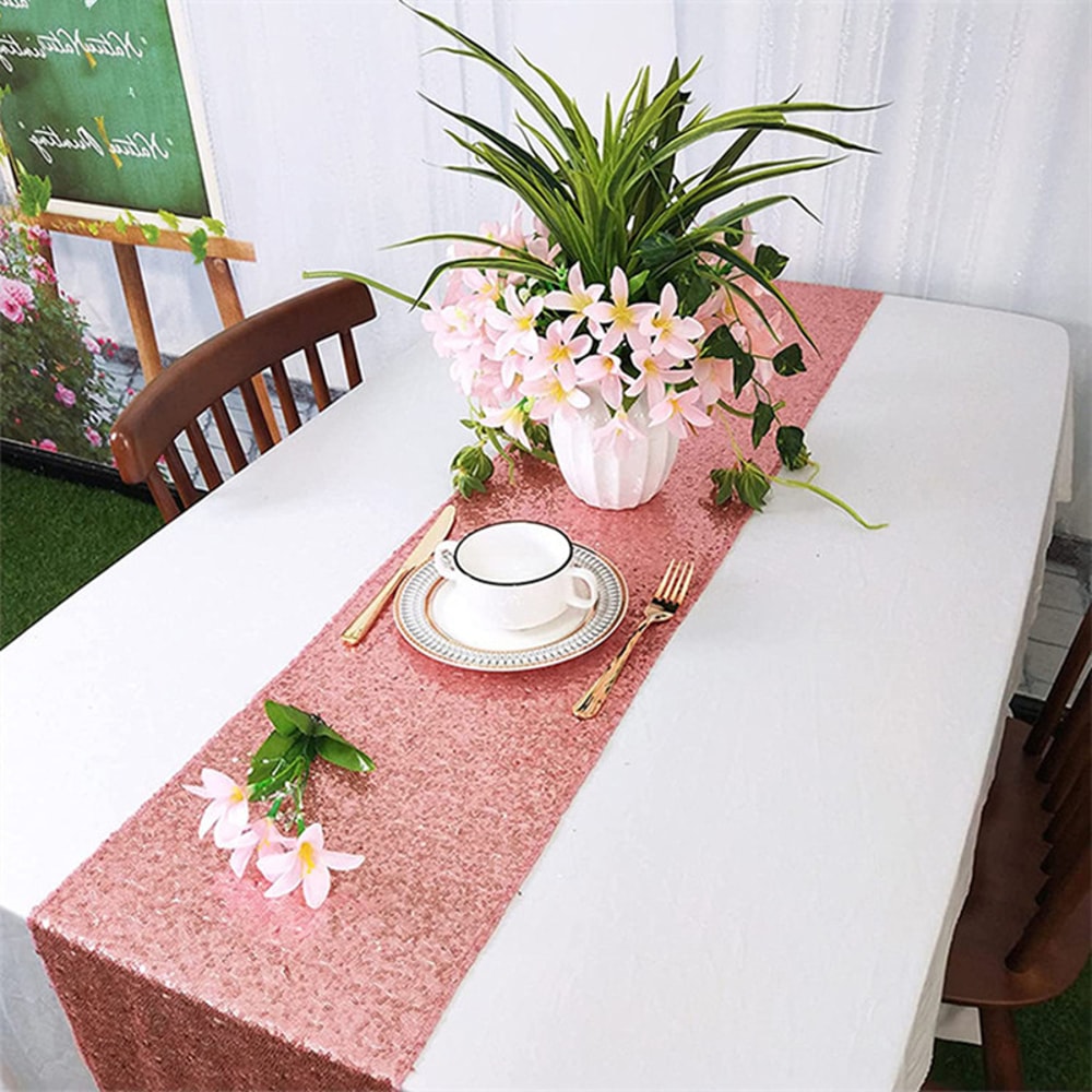 Luxury Glitter Sequin Table Runner For Weddings Parties Gold Silver Rose 1