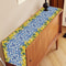 Blue Lemon Tiles Linen Table Runner Summer Fruit & Floral Dining Decor