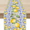 Blue Lemon Tiles Linen Table Runner Summer Fruit & Floral Dining Decor