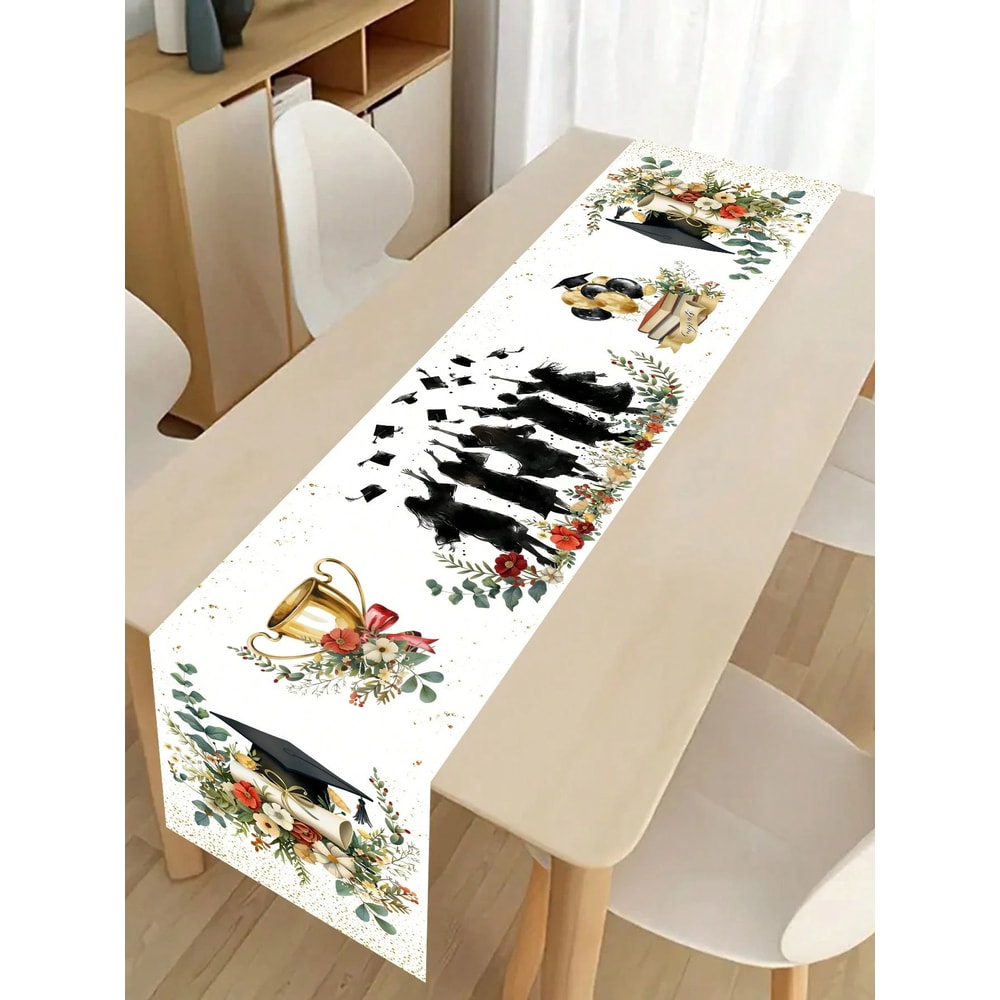 Premium Graduation Table Runner Blue, Red & Black Gold Party Decor
