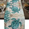 Nautical Sea Turtle Starfish Linen Table Runner For Coastal Decor 0