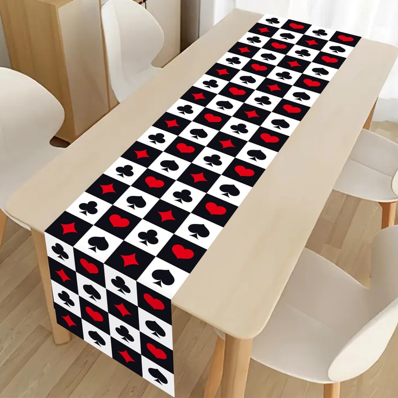 Premium Black White Checkered Table Runner For Soccer Parties 4