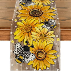 sunflower linen table runner for kitchen & dining summer table runner decor