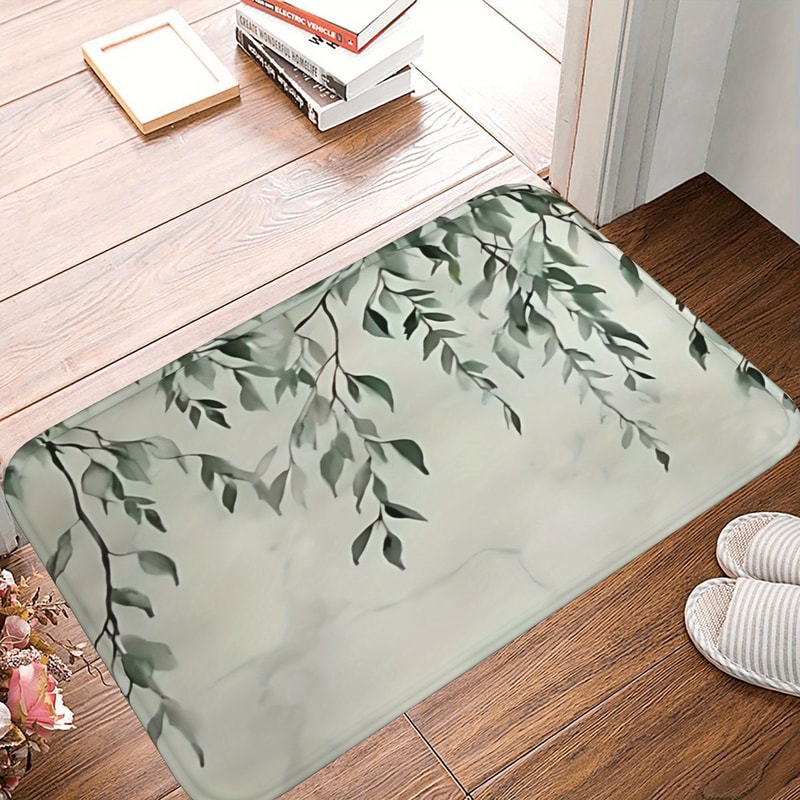 Super Absorbent Non Slip Floor Mat with Leaf Design for Bathroom & Kitchen