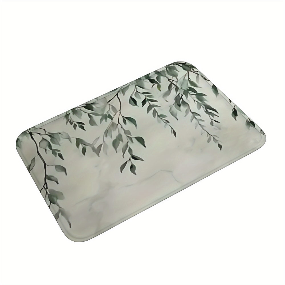 Super Absorbent Non Slip Floor Mat with Leaf Design for Bathroom & Kitchen