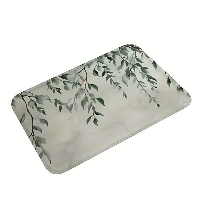 Super Absorbent Non Slip Floor Mat with Leaf Design for Bathroom & Kitchen