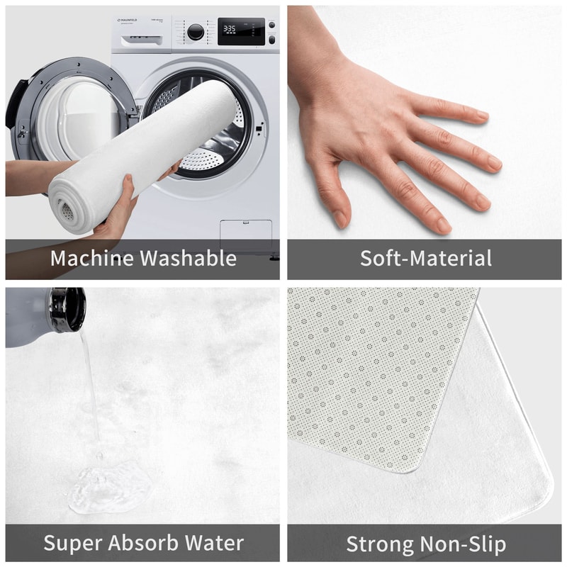 Super Absorbent Non Slip Floor Mat with Leaf Design for Bathroom & Kitchen