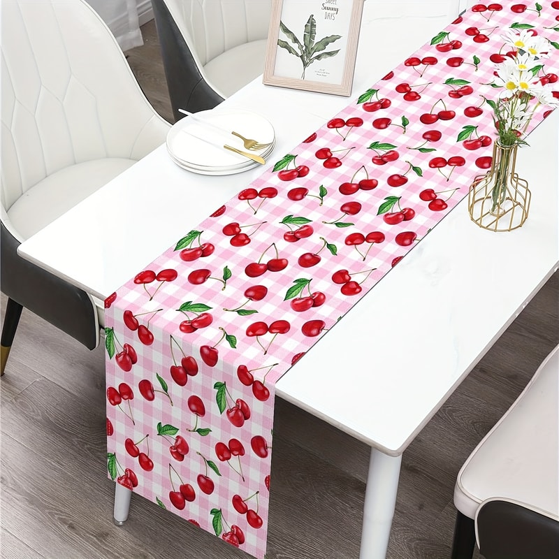 Cherry Table Runner Spring Summer Fruit Decor For Kitchen Dining 1