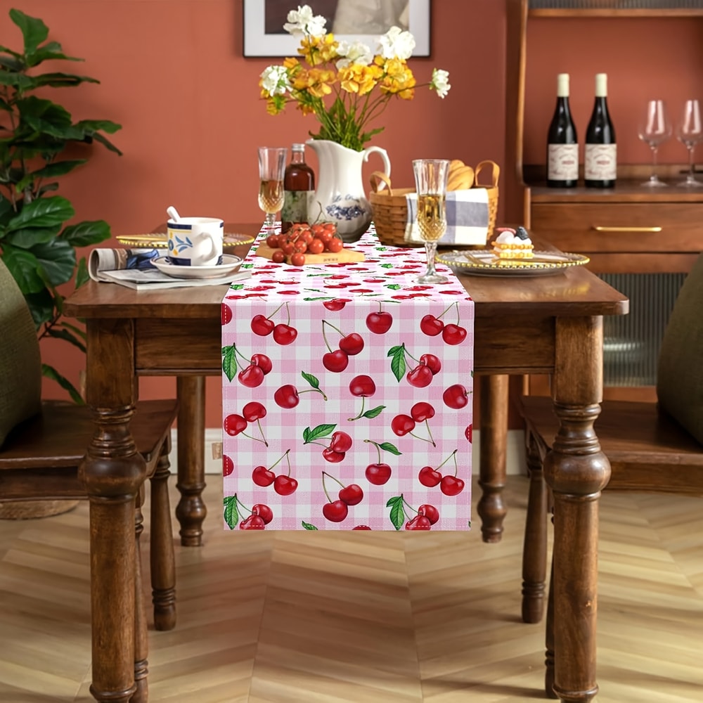Cherry Table Runner Spring Summer Fruit Decor For Kitchen Dining 2