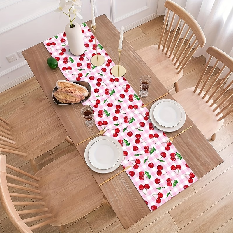 Cherry Table Runner Spring Summer Fruit Decor For Kitchen Dining 4