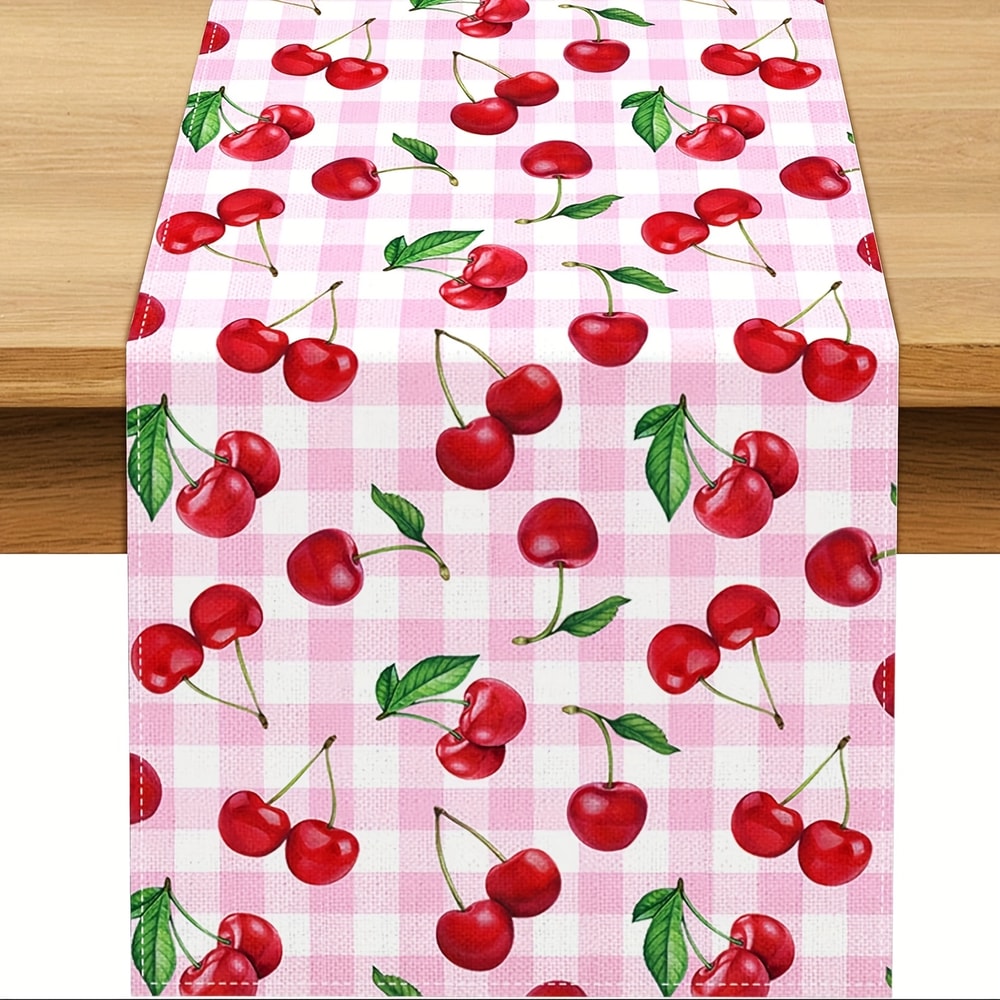 Cherry Table Runner Spring Summer Fruit Decor For Kitchen Dining 5