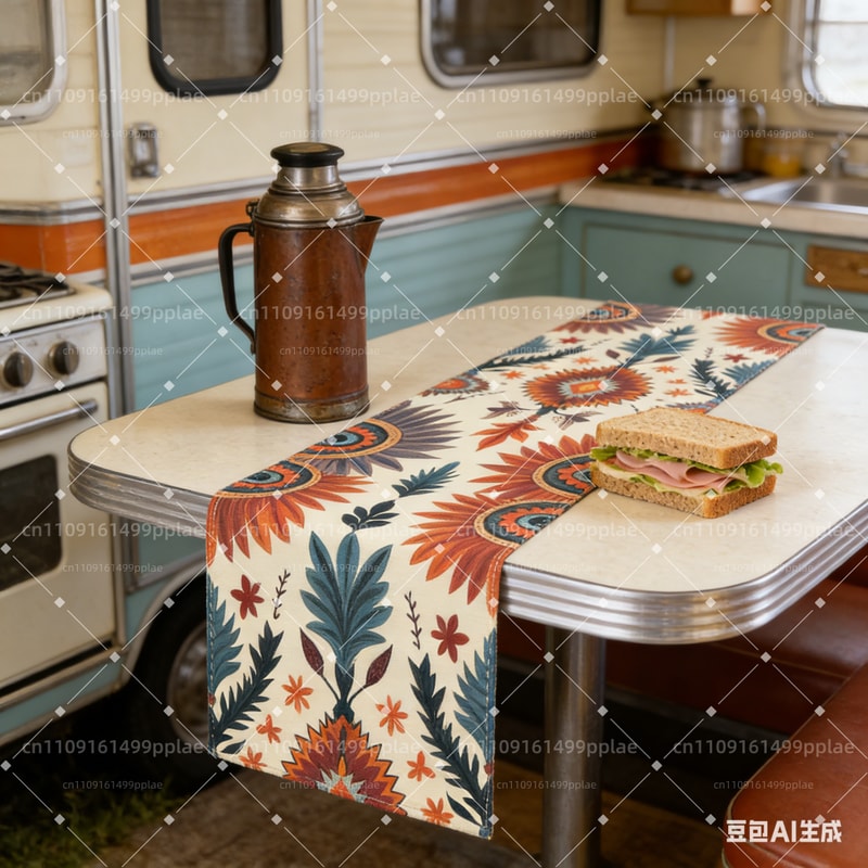 Bohemian Sunflower Table Runner Ethnic Farmhouse Table Decor 4