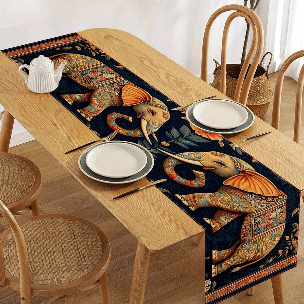 Elephant Bohemian Table Runner For Dining Table Premium Polyester Table Runner Decor 2