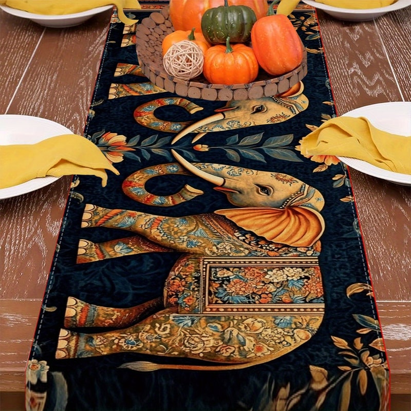 Elephant Bohemian Table Runner For Dining Table Premium Polyester Table Runner Decor 3