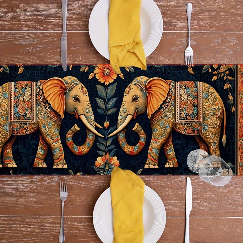 Elephant Bohemian Table Runner For Dining Table Premium Polyester Table Runner Decor 4