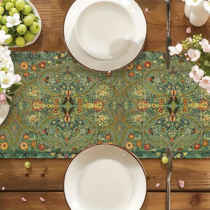 Vintage Floral Tapestry Table Runner Bohemian Home Dining Decor 3