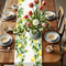 Lemon & Green Leaf Watercolor Linen Table Runner Holiday & Kitchen Dining Decor