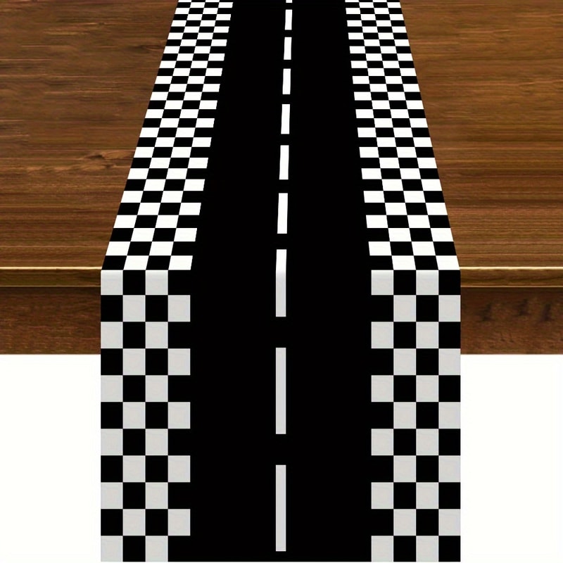 Racetrack Linen Table Runner Race Track Table Runner for Holiday & Kitchen Party Decor
