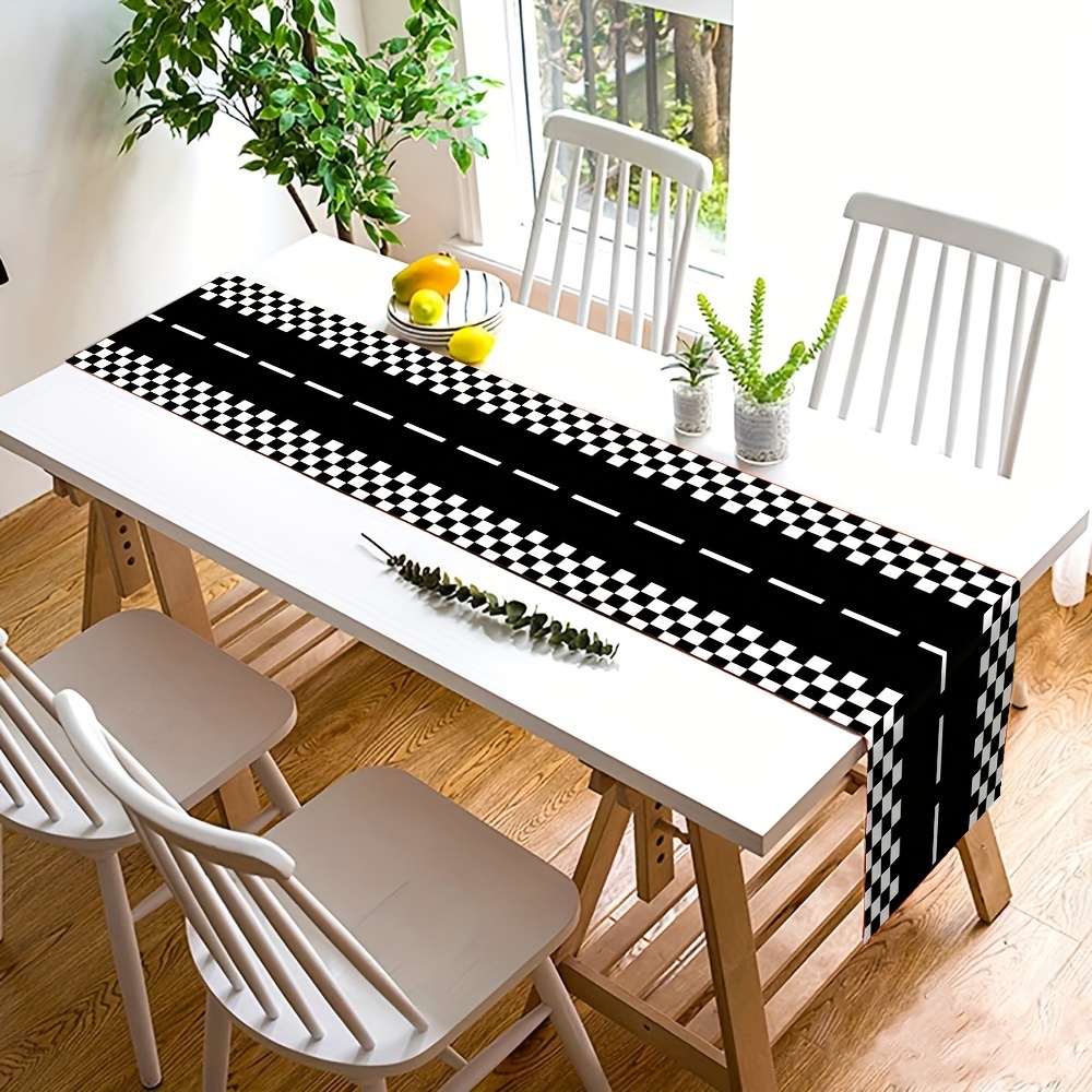 Racetrack Linen Table Runner Race Track Table Runner for Holiday & Kitchen Party Decor