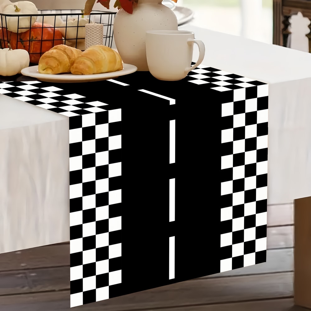 Racetrack Linen Table Runner Race Track Table Runner for Holiday & Kitchen Party Decor