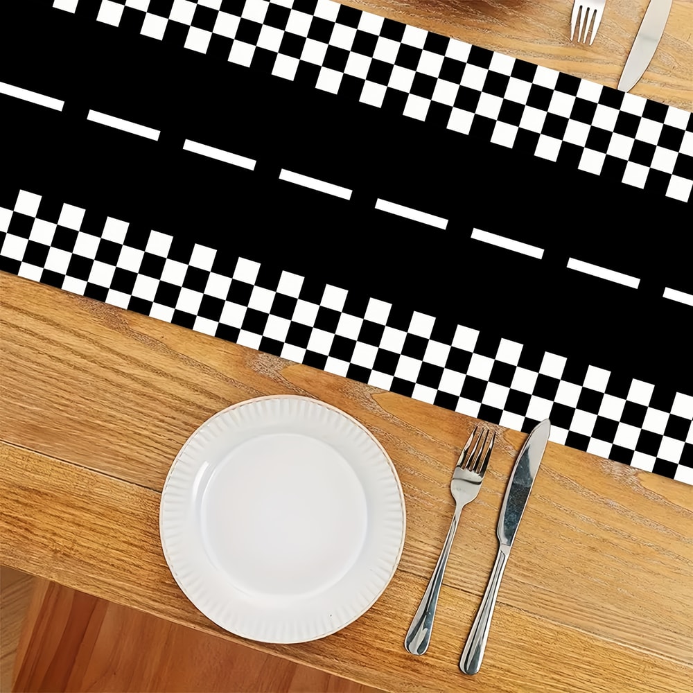 Racetrack Linen Table Runner Race Track Table Runner for Holiday & Kitchen Party Decor