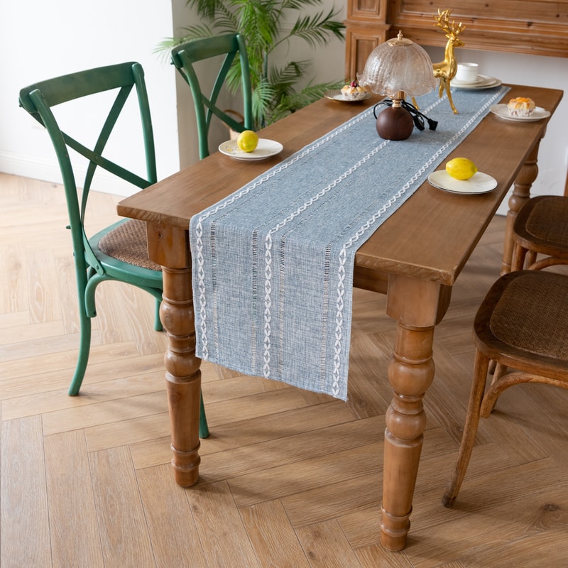 Rustic Cotton Linen Table Runner for Seasonal, Holiday & Wedding Dining Table Decor