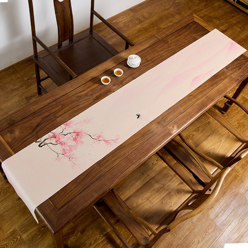 Elegant Tao Yuan Mountain Chinese Tea Table Mat Zen Tea Table Runner Tea Ceremony Table Cloth 0