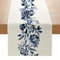Boho Blue Floral Linen Table Runner Decor For Kitchen Dining Wedding Table 0