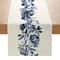 Boho Blue Floral Linen Table Runner Decor For Kitchen Dining Wedding Table 5