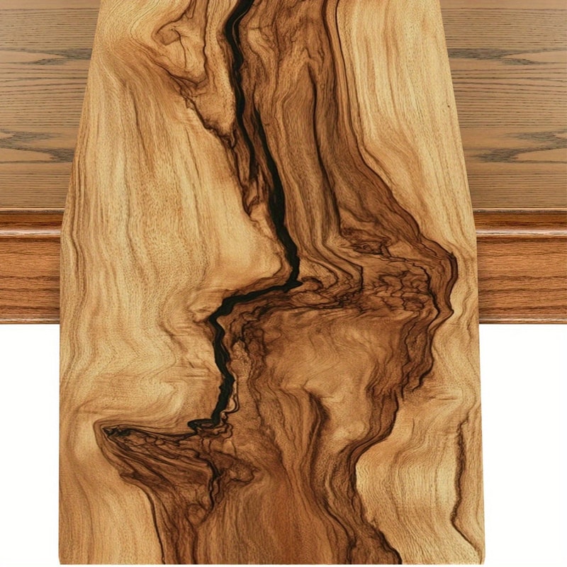 Rustic Natural Wood Grain Table Runner Elegant Dining Decor Accent 0