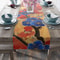 Elegant Linen Table Runner With Cherry Blossom Art Red Gold Decorative Dining Table Runner 1