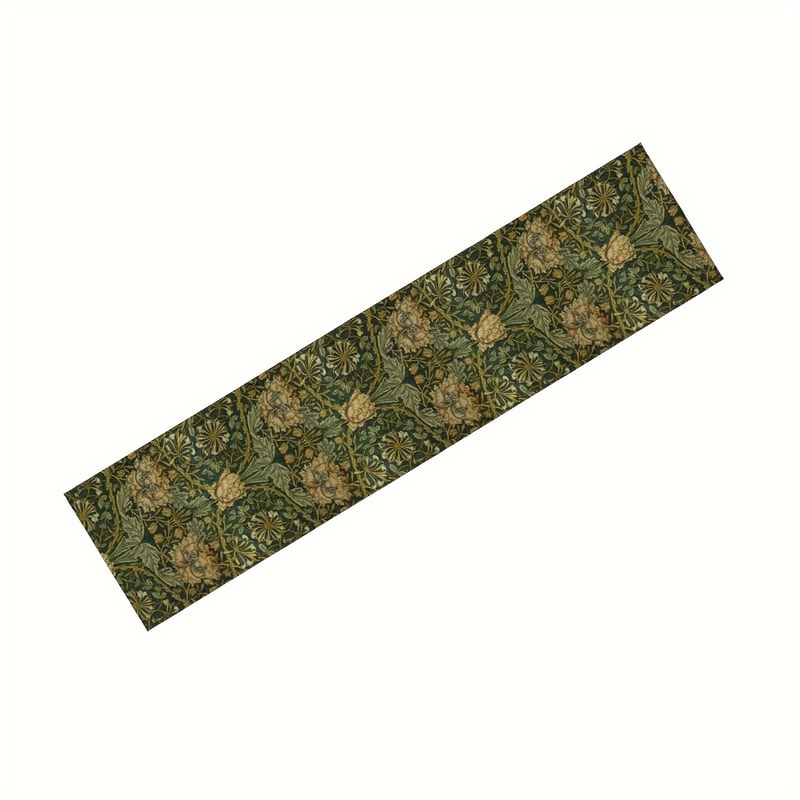 Vintage Linen Floral Table Runner Elegant Farmhouse Table Decor