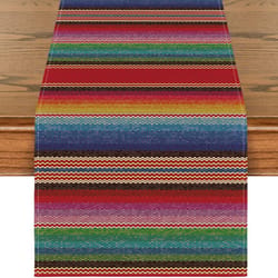mexican fiesta serape table runner colorful stripes linen party decor & table runner for dia de los muertos