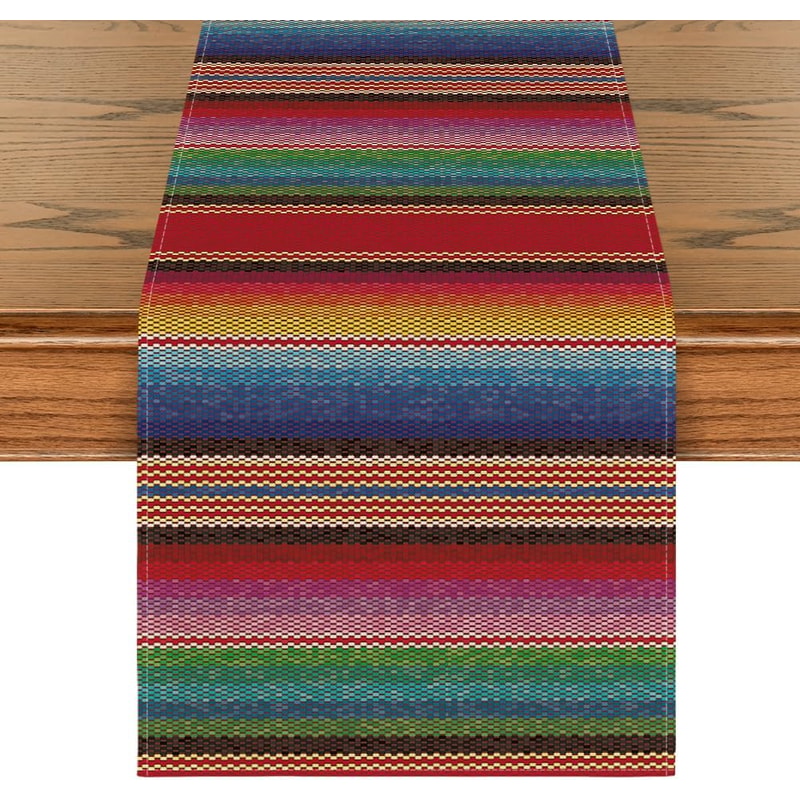 Mexican Fiesta Serape Table Runner Colorful Stripes Linen Party Decor Table Runner For Dia De Los 4