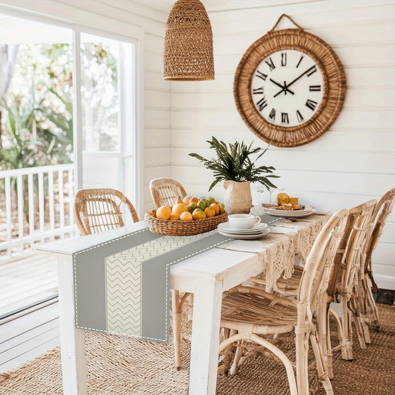 Modern Chevron Linen Table Runner Stylish Dining Holiday Table Decor 1