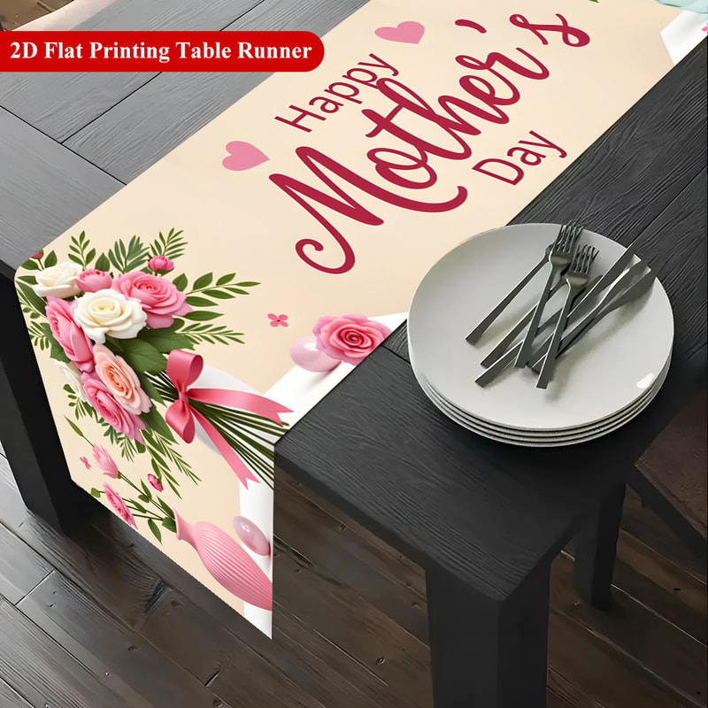 Happy Mothers Day Floral Mothers Day Table Runner Rose Print Dining Table Decor 3