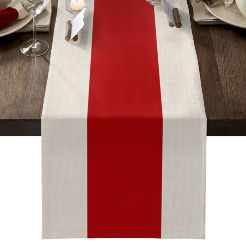 Classic Red Stripe Table Runner For Dining Table Holiday Decor 0