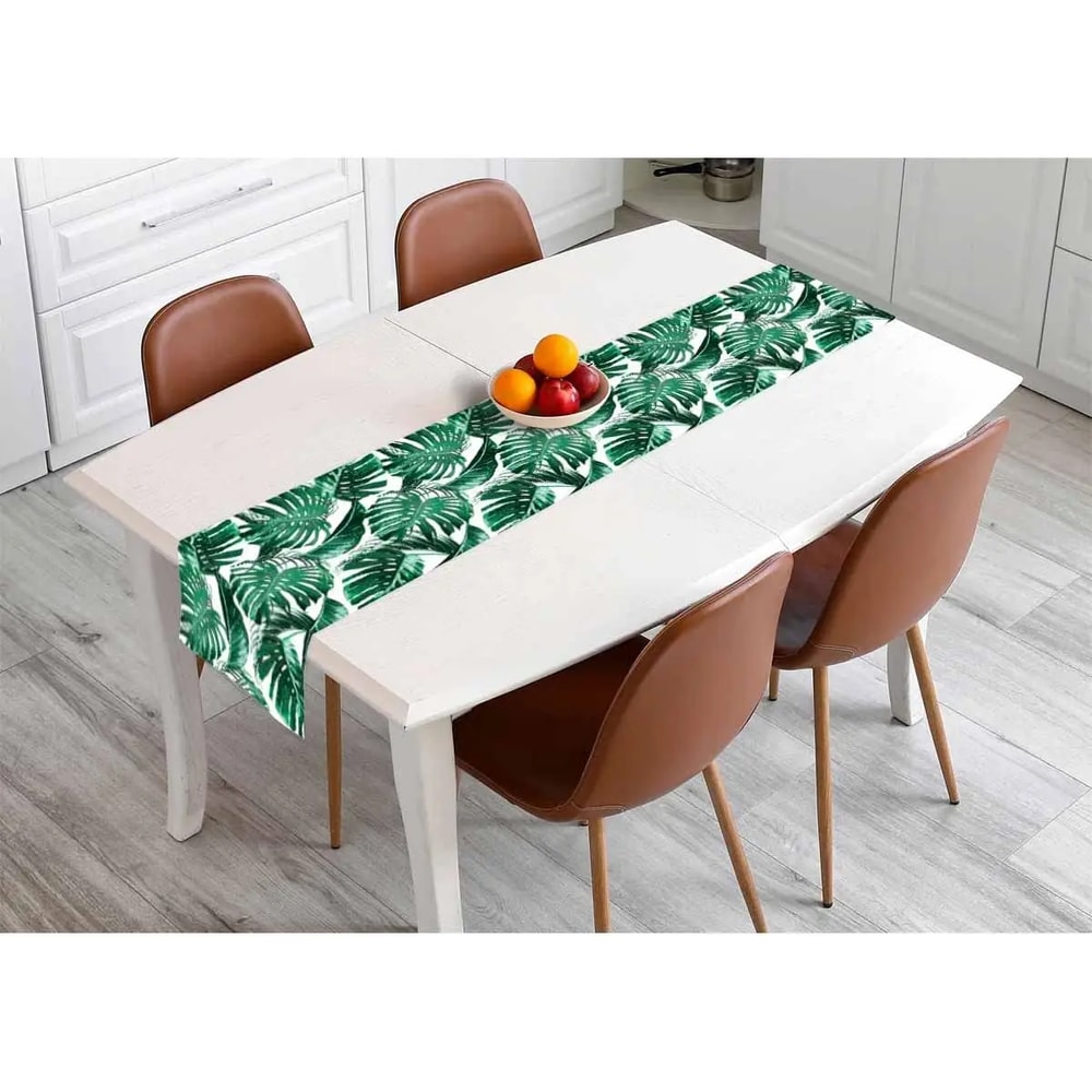 Palm Leaf Linen Table Runner For Tropical Summer Dining And Party Decor 8