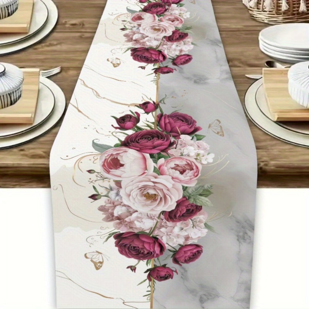 Elegant Floral Table Runner for Seasonal Dining Table Decoration