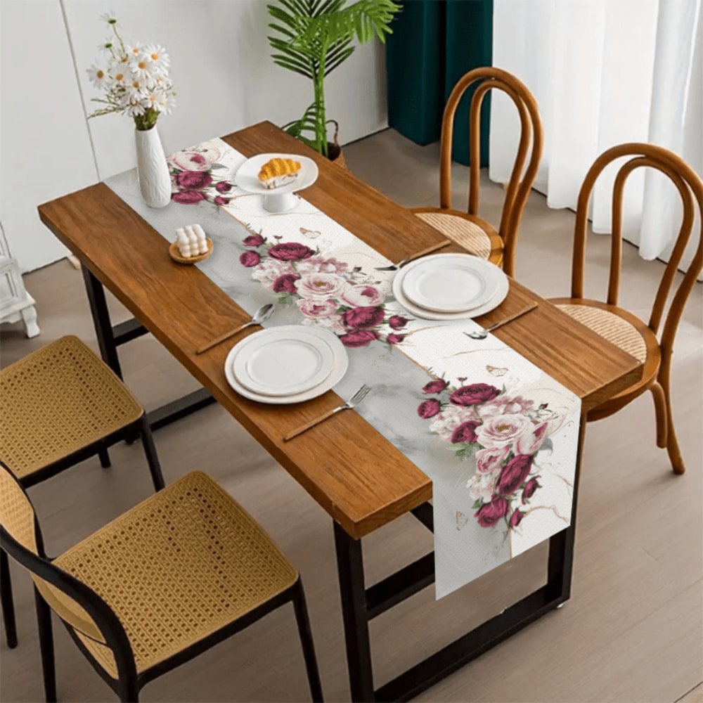 Elegant Floral Table Runner for Seasonal Dining Table Decoration