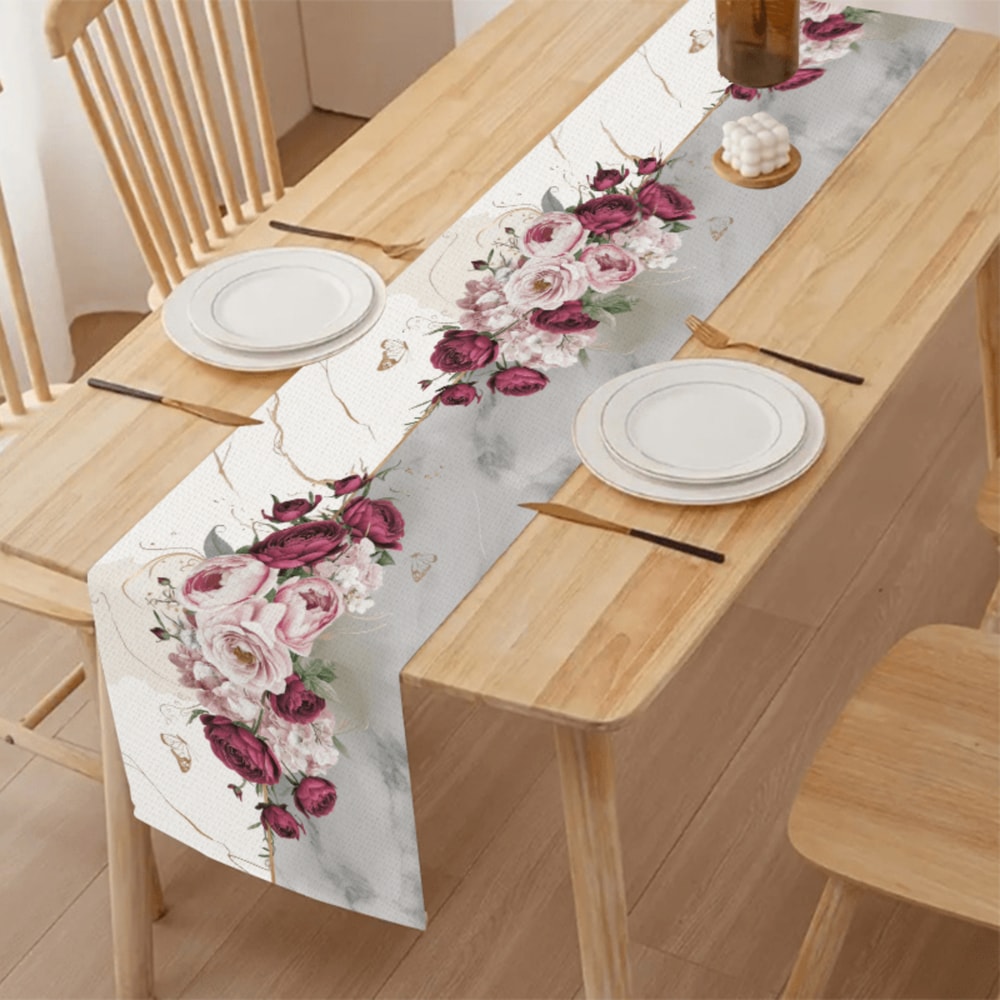 Elegant Floral Table Runner for Seasonal Dining Table Decoration
