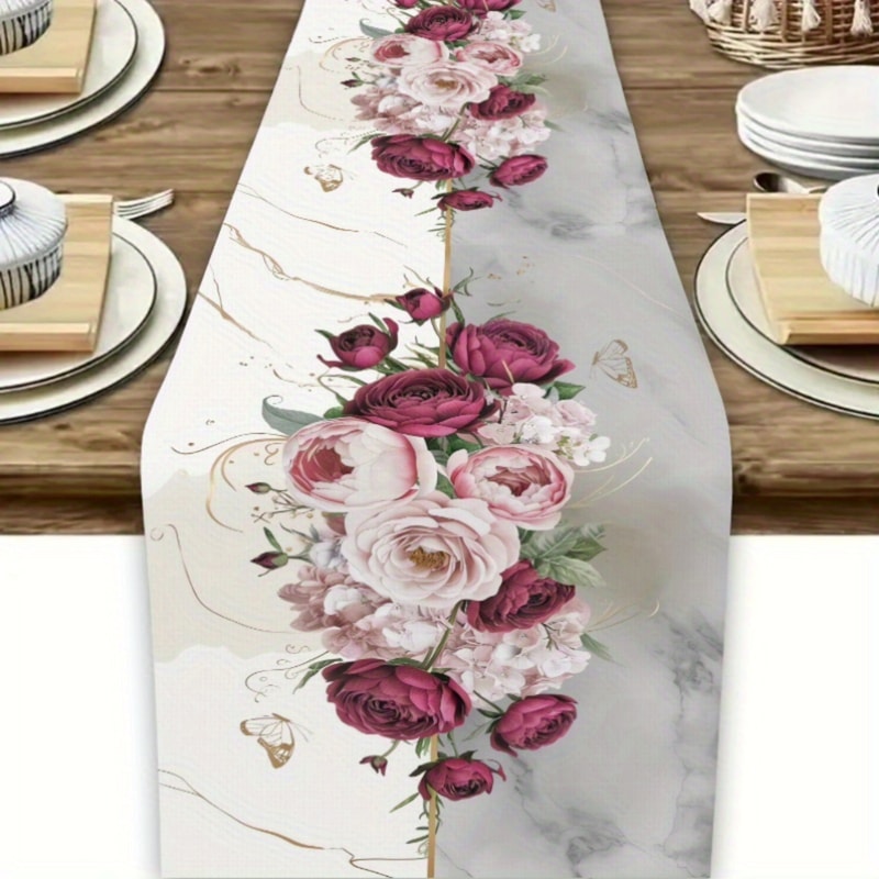 Elegant Floral Table Runner for Seasonal Dining Table Decoration