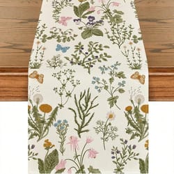 botanical wildflower table runner for soft floral dining table decor