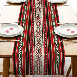 retro geometric christmas table runner for holiday kitchen and dining decor