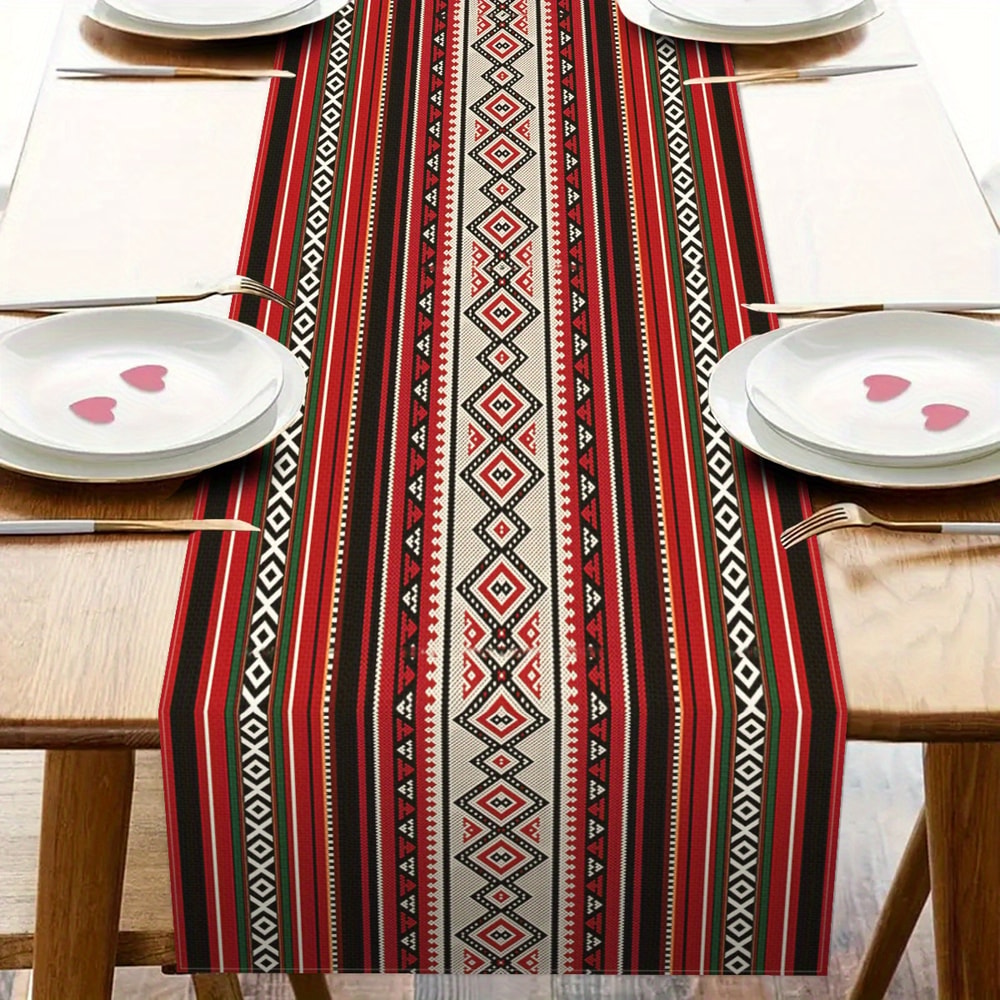 Retro Geometric Christmas Table Runner For Holiday Kitchen And Dining Decor 5