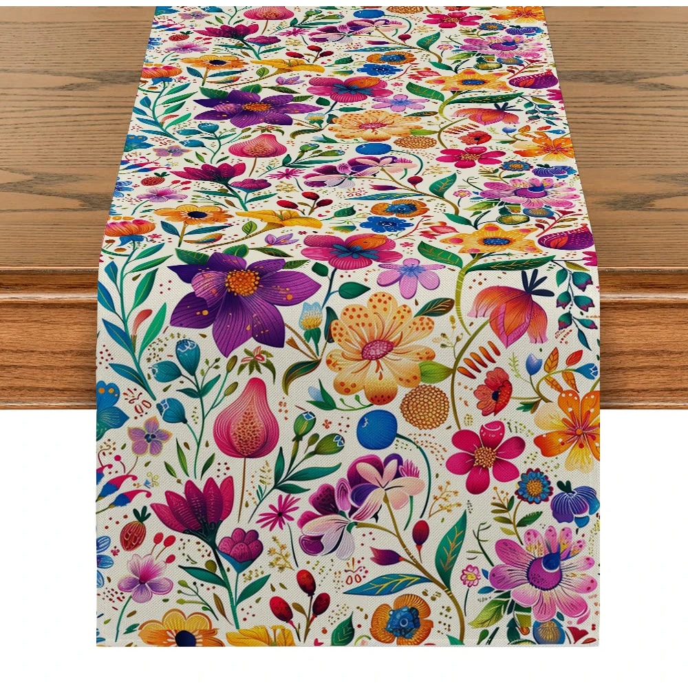Mexican Floral Table Runner For Cinco De Mayo And Day Of The Dead Decor 5