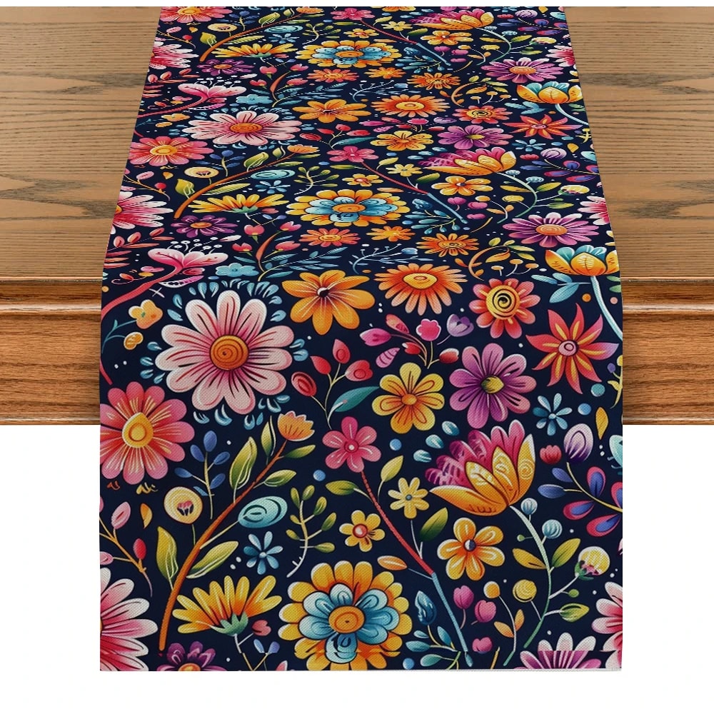 Mexican Floral Table Runner For Cinco De Mayo And Day Of The Dead Decor 6