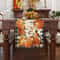 Buffalo Plaid Fall Table Runner with Pumpkin Leaves for Thanksgiving Dining Decor