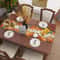 Buffalo Plaid Fall Table Runner with Pumpkin Leaves for Thanksgiving Dining Decor
