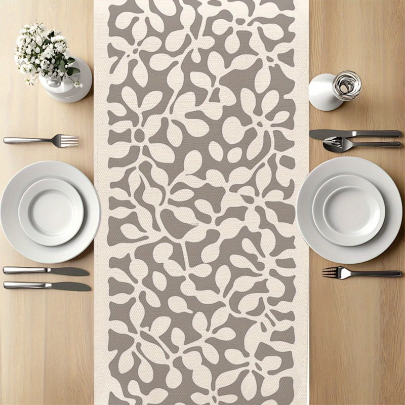 Modern Gray Floral Table Runner For Dining And Kitchen Decor 1